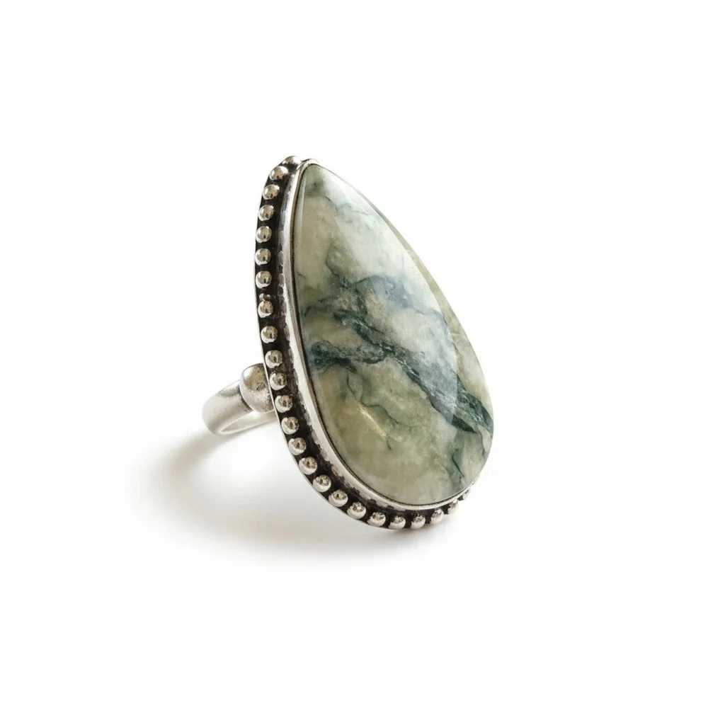 NEW TREE AGATE RING - Picture 2 of 4